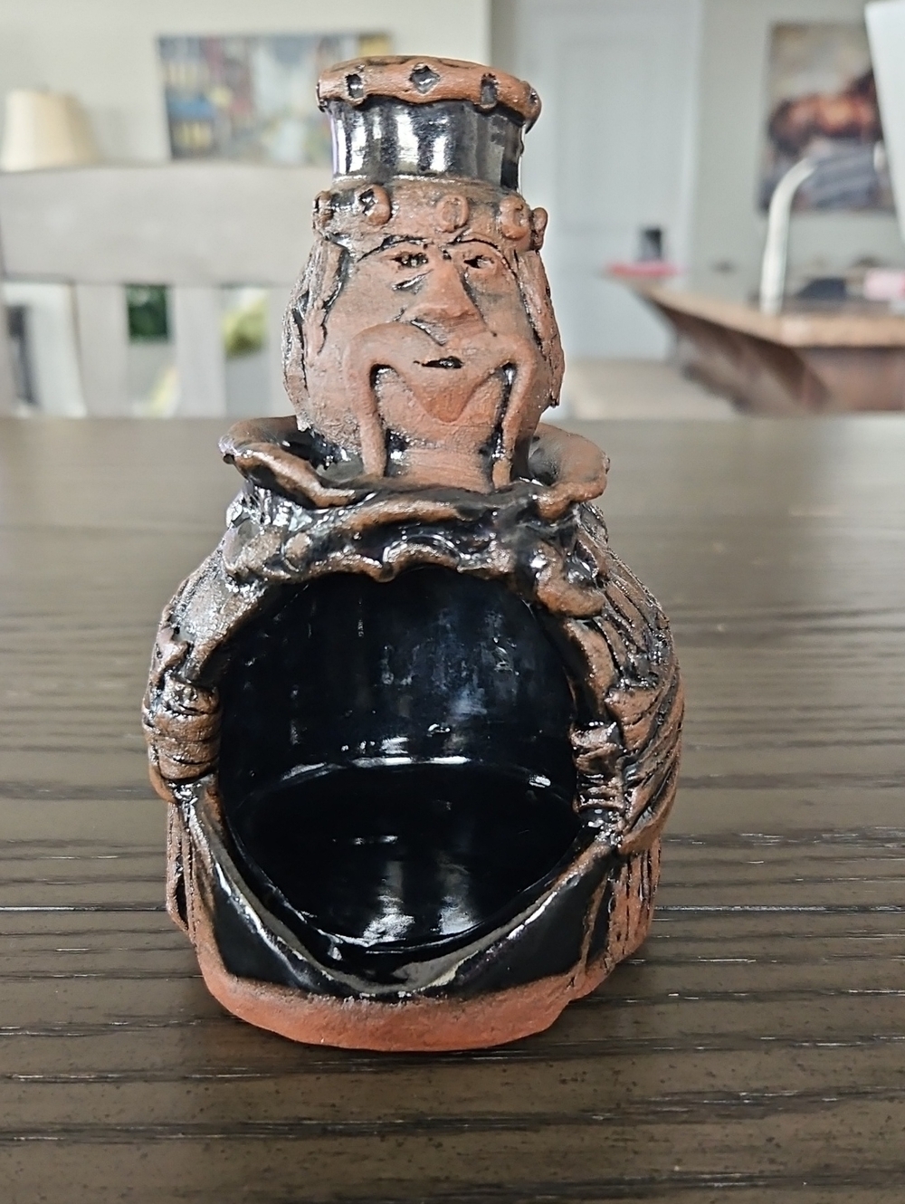 Signed Studio Pottery Tealight Candle Holder/Incense Burner By Lynda T. Doyle